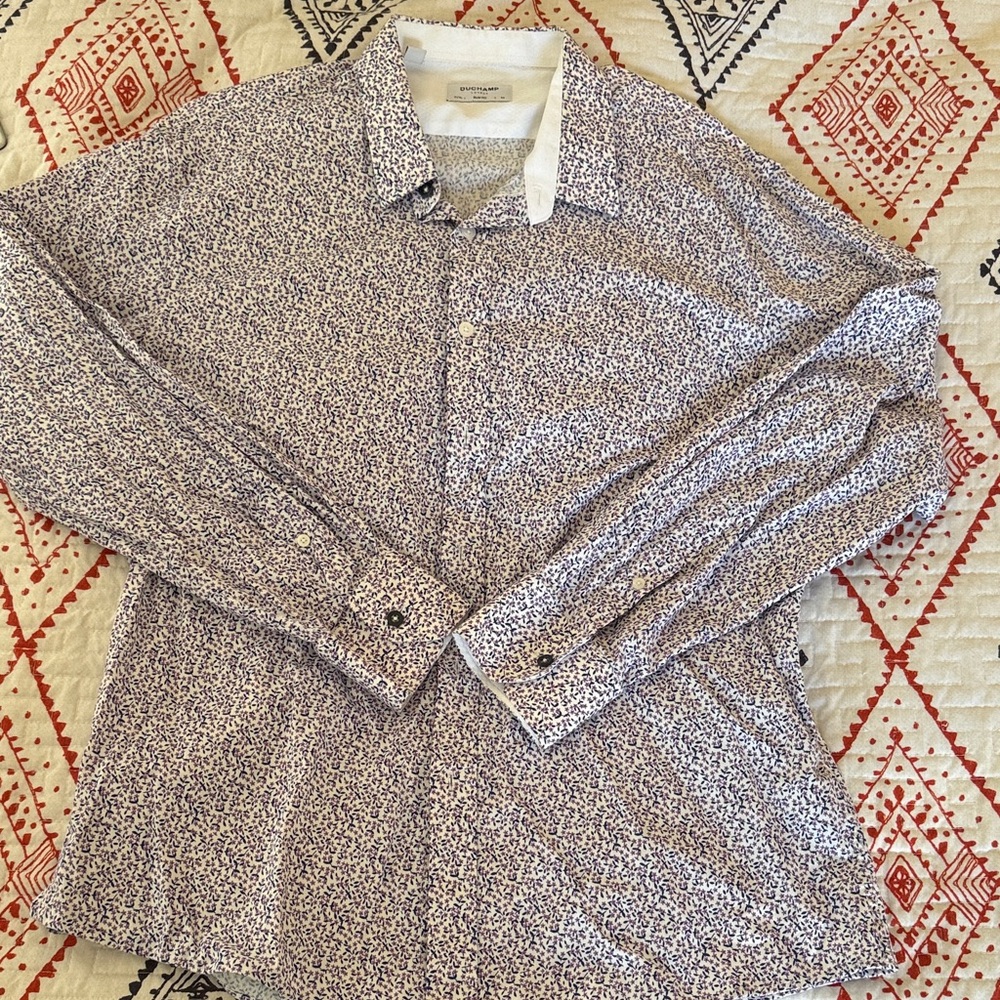 Duchamp Floral Print Shirt in Purple and Blue